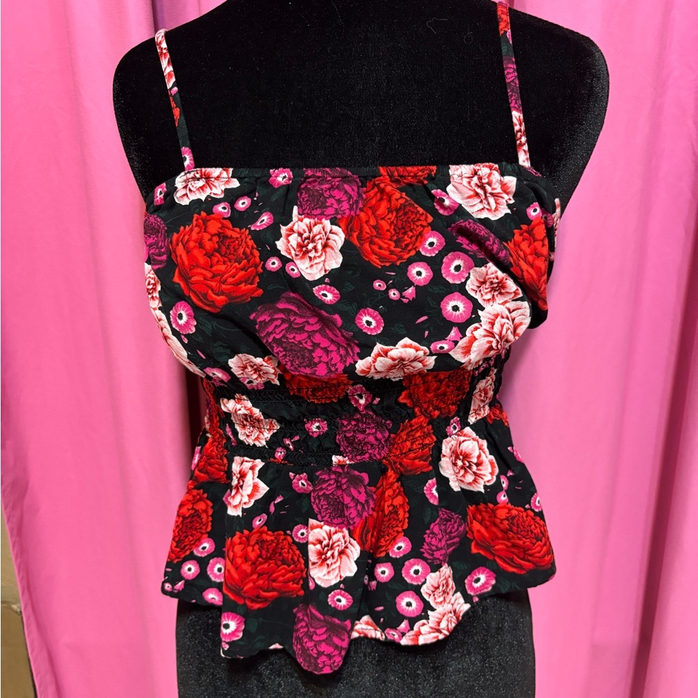 Old Navy Red and Pink Floral Camisole